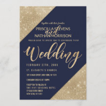 金ゴールドとネイビーフェイクルグリッターシークイン結婚ズ