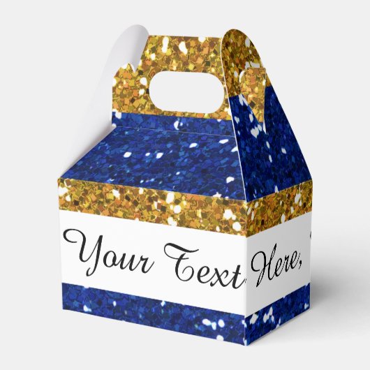 金ゴールドとネイビーブルーのグリッターストライプ印刷 フェイバーボックス (裏面サイド)