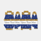 金ゴールドとネイビーブルーのグリッターストライプ印刷 フェイバーボックス (折り畳みなし)