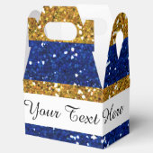 金ゴールドとネイビーブルーのグリッターストライプ印刷 フェイバーボックス (オープン)