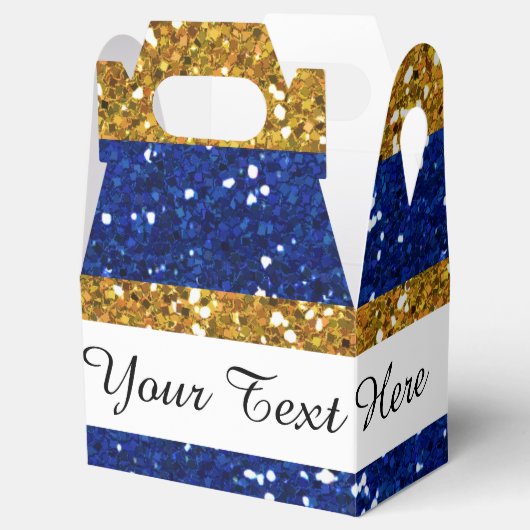 金ゴールドとネイビーブルーのグリッターストライプ印刷 フェイバーボックス (オープン)