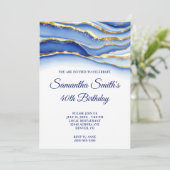 金ゴールドとネイビーブルーインクゲード40歳の誕生日 招待状 (スタンド正面)