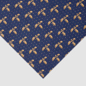 金ゴールドとネイビーブルークリスマスホリー 薄葉紙 (詳細)