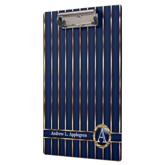 金ゴールドとネイビーブルーストライプ クリップボード (左)