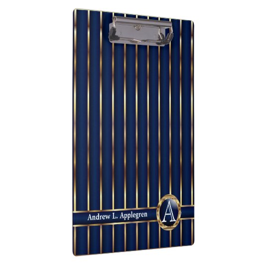 金ゴールドとネイビーブルーストライプ クリップボード (右)
