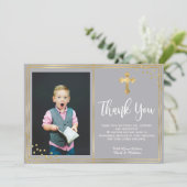 金ゴールドとネイビーブルーバプテスマのサンキューカード サンキューカード (スタンド正面)