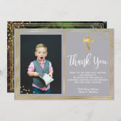 金ゴールドとネイビーブルーバプテスマのサンキューカード サンキューカード (正面/裏面)