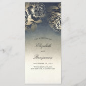 金ゴールドとネイビーブルーヴィンテージ結婚式プログラム プログラム (正面)