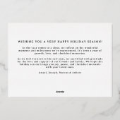 金ゴールドとネイビーブルー名門私立校風のホタテの写真フレーム 箔シーズンカード (裏面)