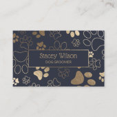 金ゴールドとネイビーペットサロンポープリント 名刺 (正面)