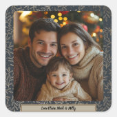 金ゴールドとネイビーホリークリスマス スクエアシール (正面)