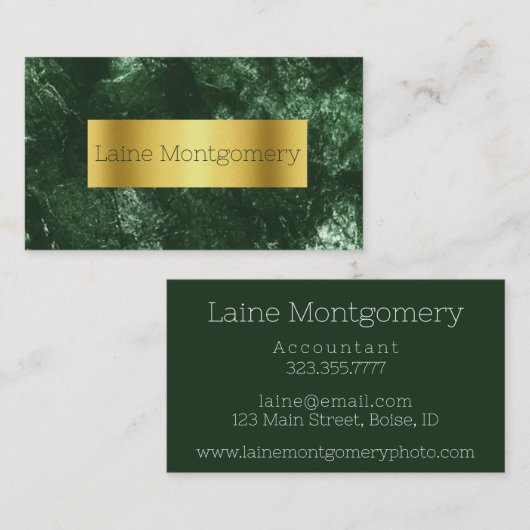 金ゴールドとハンターグリーンクラシックのマーリービジネスカード 名刺 (正面/裏面)