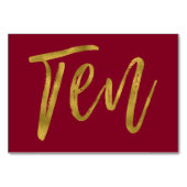 金ゴールドとバエレガントルガンディのテーブル番号10。 テーブルナンバー (裏面)