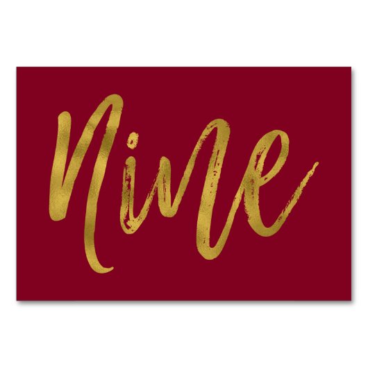 金ゴールドとバエレガントルガンディのテーブル番号9 テーブルナンバー (正面)