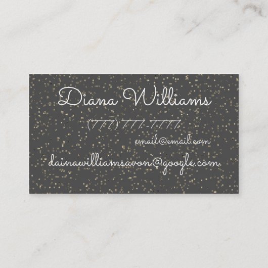 金ゴールドとバラパーソナライズされたAvon 名刺 (裏面)