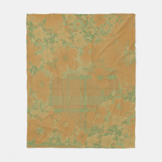 金ゴールドとバラフローラとプレイド フリースブランケット
