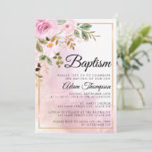 金ゴールドとバラマーブルピンクバプテスマ 招待状 (スタンド正面)