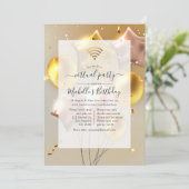 金ゴールドとバラ金ゴールドバルーン仮想誕生日パーティー 招待状 (スタンド正面)