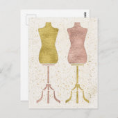 金ゴールドとバラ金ゴールドファッションデザインドレス型枠 ポストカード (正面/裏面)