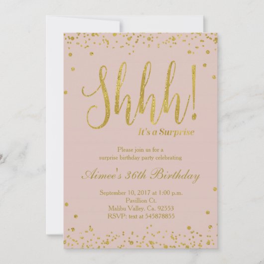 金ゴールドとバラ金ゴールド誕生日パーティーの招待 招待状 (正面)