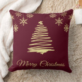 金ゴールドとバーガンディーのクリスマスピロー クッション (ブランケット)
