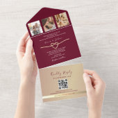 金ゴールドとバ結婚ルガンディのQRコード オールインワン招待状 (貼ってはがせる)