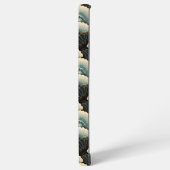 金ゴールドとパターン(の模様が)あるティール(緑がかった色)日本のフインスパイアン・モチーフ SAMSUNG GALAXYケース (左側面)