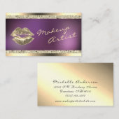 金ゴールドとパープルきらめくメイクアップアーティスト美しい 名刺 (正面/裏面)