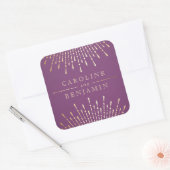 金ゴールドとパープルアートデコヴィンテージウェディングモノグラム スクエアシール (封筒)