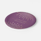 金ゴールドとパープルアートデコヴィンテージウェディングモノグラム ペーパープレート (アングル)