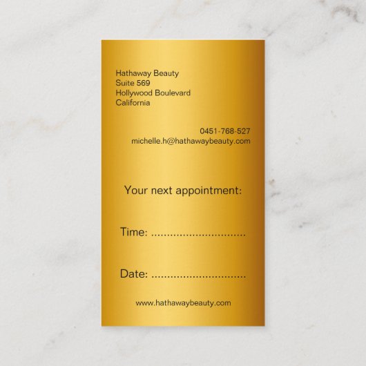 金ゴールドとパープルグリッター美しい 名刺 (裏面)