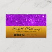 金ゴールドとパープルグリッター美しい 名刺 (正面)
