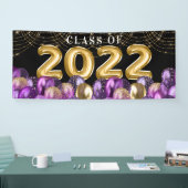 金ゴールドとパープルグリッター2022年卒業クラス 横断幕 (トレードショー)