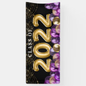 金ゴールドとパープルグリッター2022年卒業クラス 横断幕 (縦)