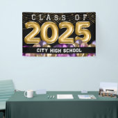 金ゴールドとパープルグリッター2024年卒業クラス 横断幕 (トレードショー)