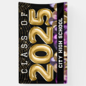 金ゴールドとパープルグリッター2024年卒業クラス 横断幕 (縦)