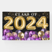 金ゴールドとパープルグリッター2024年卒業クラス 横断幕 (横)
