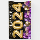 金ゴールドとパープルグリッター2024年卒業クラス 横断幕 (縦)