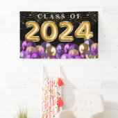 金ゴールドとパープルグリッター2024年卒業クラス 横断幕 (インサイチュ)