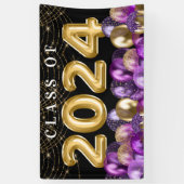 金ゴールドとパープルグリッター2024年卒業クラス 横断幕 (縦)