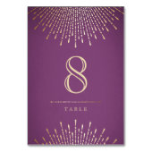 金ゴールドとパープルデコのヴィンテージ結婚式のテーブルカード テーブルナンバー (正面)