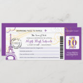 金ゴールドとパープルナイトinパリスクールプロム 招待状 (正面/裏面)