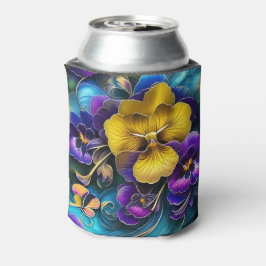 金ゴールドとパープルパンシーパッチ 缶クーラー