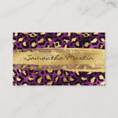 金ゴールドとパープルフォイルヒョウのブラシストローク 名刺 (正面)