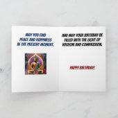 金ゴールドとパープルブッダ誕生日 カード (内部)