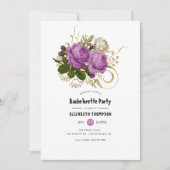 金ゴールドとパープルヴィンテージシックバチェロレッテ 招待状 (正面)