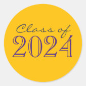 金ゴールドとパープル卒業封筒用シールシール ラウンドシール (正面)