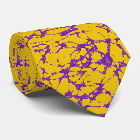 金ゴールドとパープル絞り染めのネクタイ ネクタイ (ロール)