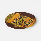 金ゴールドとヒョウのブラシストローク新年20xx 7インチ ペーパープレート (アングル)