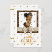 金ゴールドとヒョウ柄の女の子の赤ちゃんシャワー 招待状 (正面/裏面)